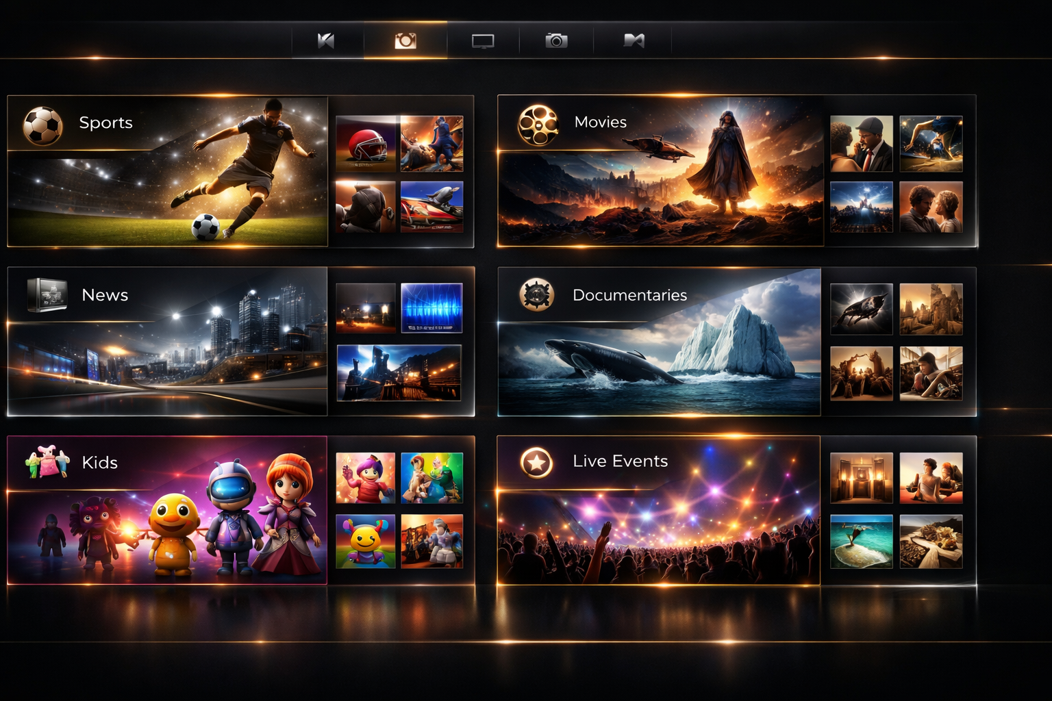 IPTV Senderliste Kategorien - Sport Filme Nachrichten