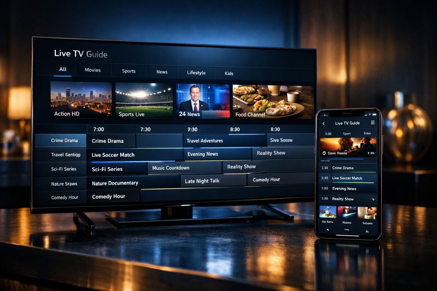 IPTV Senderliste auf Smart TV und Smartphone